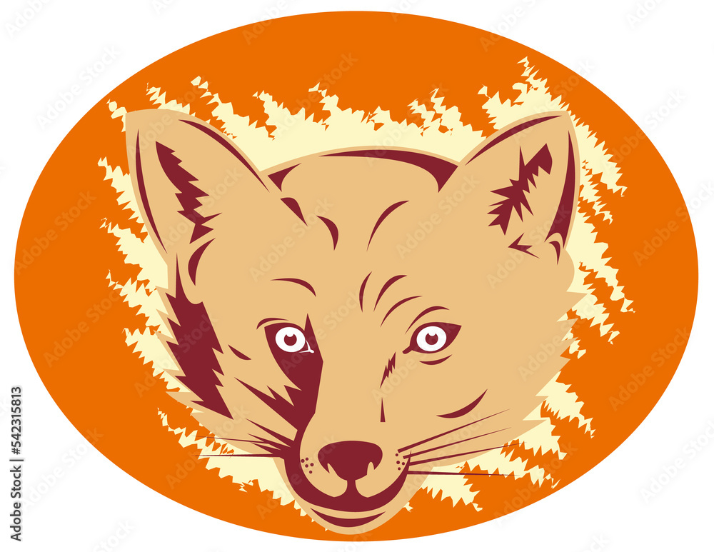 Obraz premium Illustration of a fox head done in retro style.