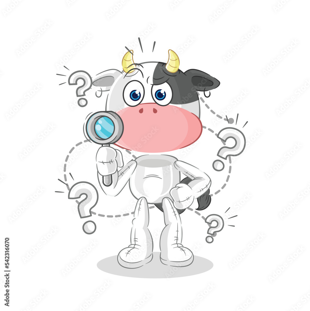 cow searching illustration. character vector cow searching illustration. character vector