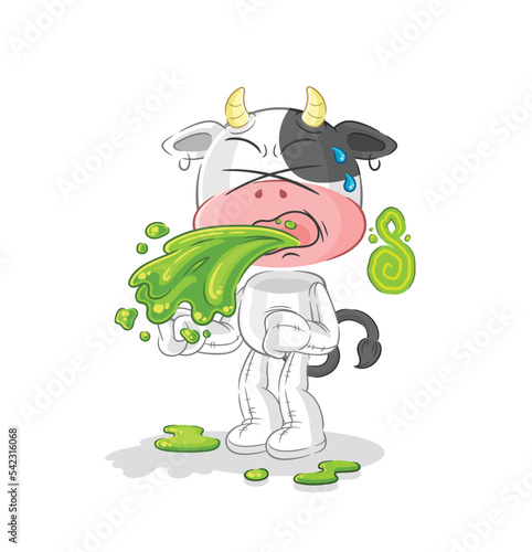 cow throw up cartoon. cartoon mascot vector