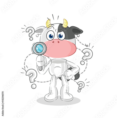 cow searching illustration. character vector