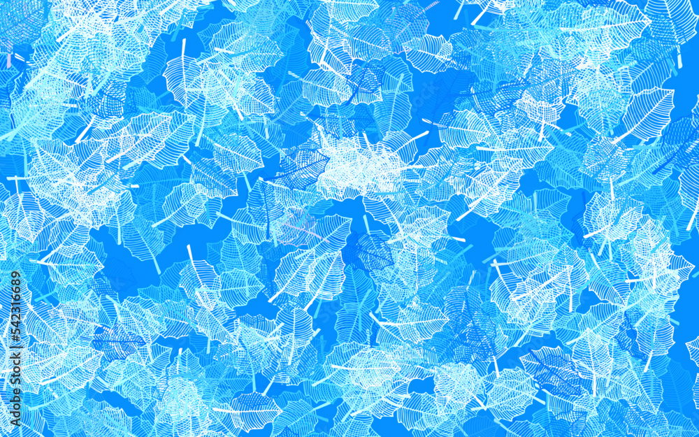 Light BLUE vector natural artwork with leaves.