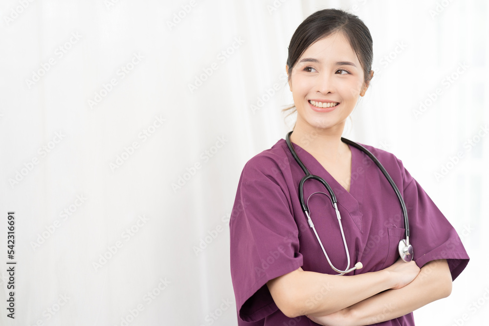 Smiling asian female doctor with stethoscope. Portrait of a beautiful doctor. health care and prevention concept. copy space, medical concept. Smiling asian female doctor with stethoscope. Portrait of a beautiful doctor. health care and prevention concept. copy space, medical concept.