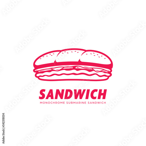 sub submarine sandwich logo icon in monochrome pink color style