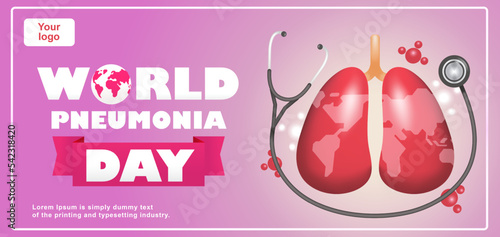 World Pneumonia Day, 3d illustration of stethoscope and lungs with earth motif. Suitable for events