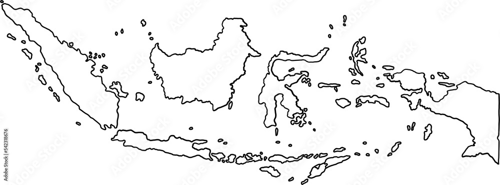 doodle freehand drawing of indonesia map. 