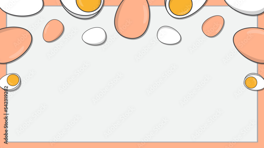 Egg Background Design Template. Boiled Egg Cartoon Vector Illustration. Boiled Egg
