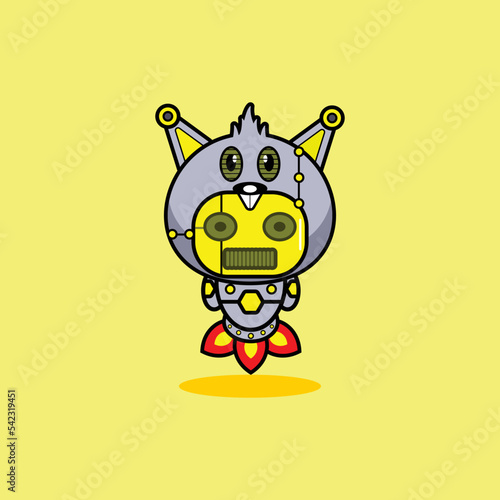 vector illustration of cartoon character mascot costume animal rocket cute robot beaver