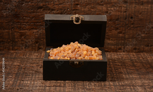 Commiphora myrrha, resin or natural myrrh crystals.