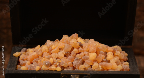 Commiphora myrrha, resin or natural myrrh crystals.