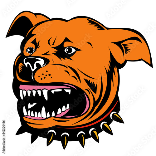 Murais de parede Illustration of an angry barking mongrel dog on white background.