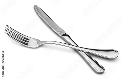 Cutlery set with Fork and knife isolated on white background