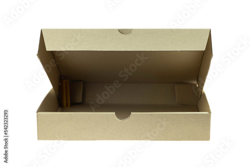 Pizza box isolated on white background with clipping path.
