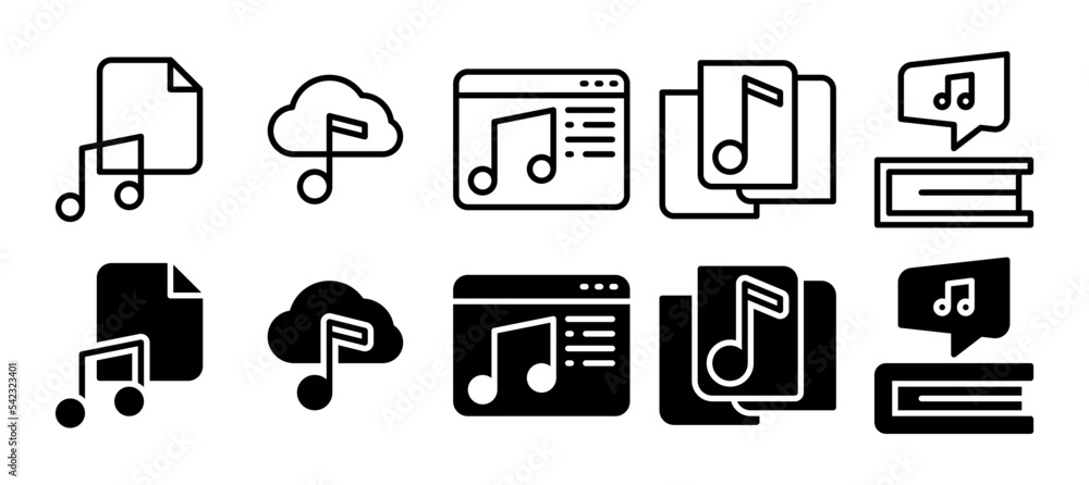 music note icon set. vector illustration with a different style music note icon set. vector illustration with a different style