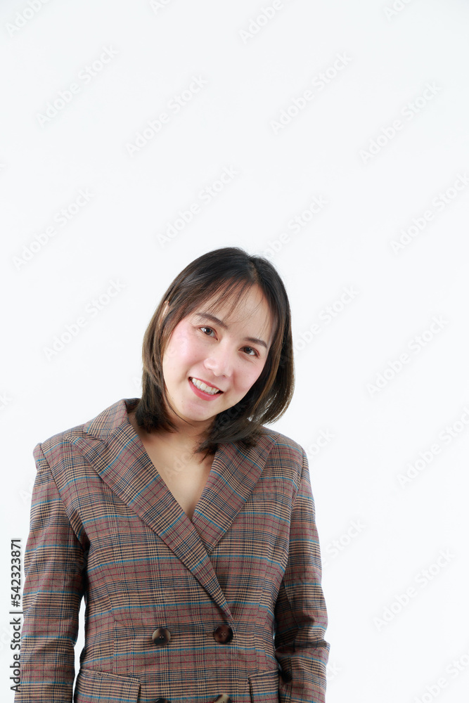 Portrait beautiful working Asian woman , business girl standing arms crossed with happiness on white background Portrait beautiful working Asian woman , business girl standing arms crossed with happiness on white background