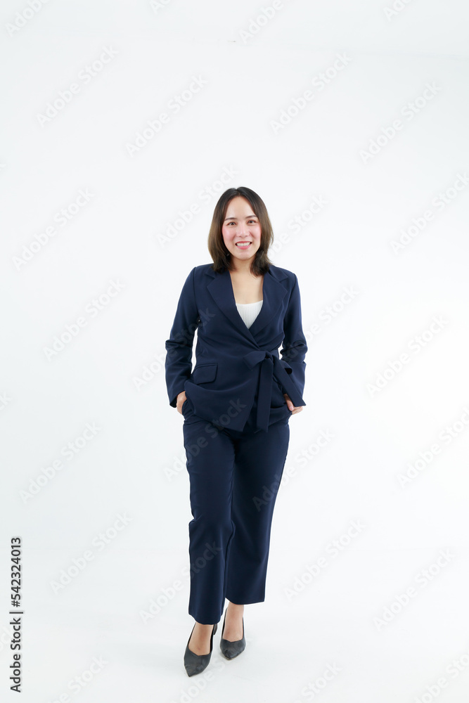 Portrait beautiful working Asian woman , business girl standing arms crossed with happiness on white background Portrait beautiful working Asian woman , business girl standing arms crossed with happiness on white background