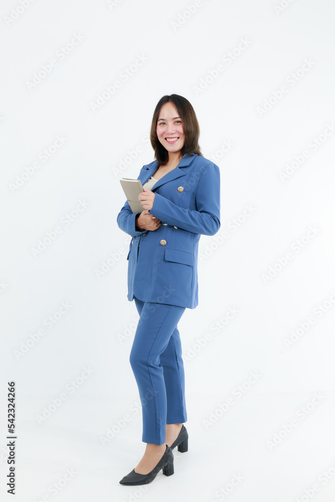 Portrait beautiful working Asian woman , business girl standing arms crossed with happiness on white background Portrait beautiful working Asian woman , business girl standing arms crossed with happiness on white background