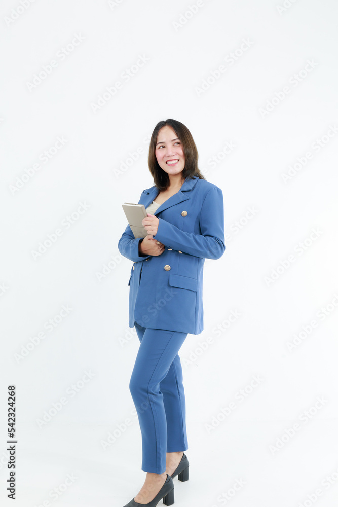 Portrait beautiful working Asian woman , business girl standing arms crossed with happiness on white background Portrait beautiful working Asian woman , business girl standing arms crossed with happiness on white background
