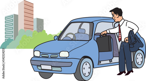 車を使用するビジネスマン
