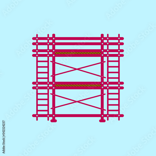 Fototapeta Naklejka Na Ścianę i Meble -  Scaffolding construction flat line icon vector.