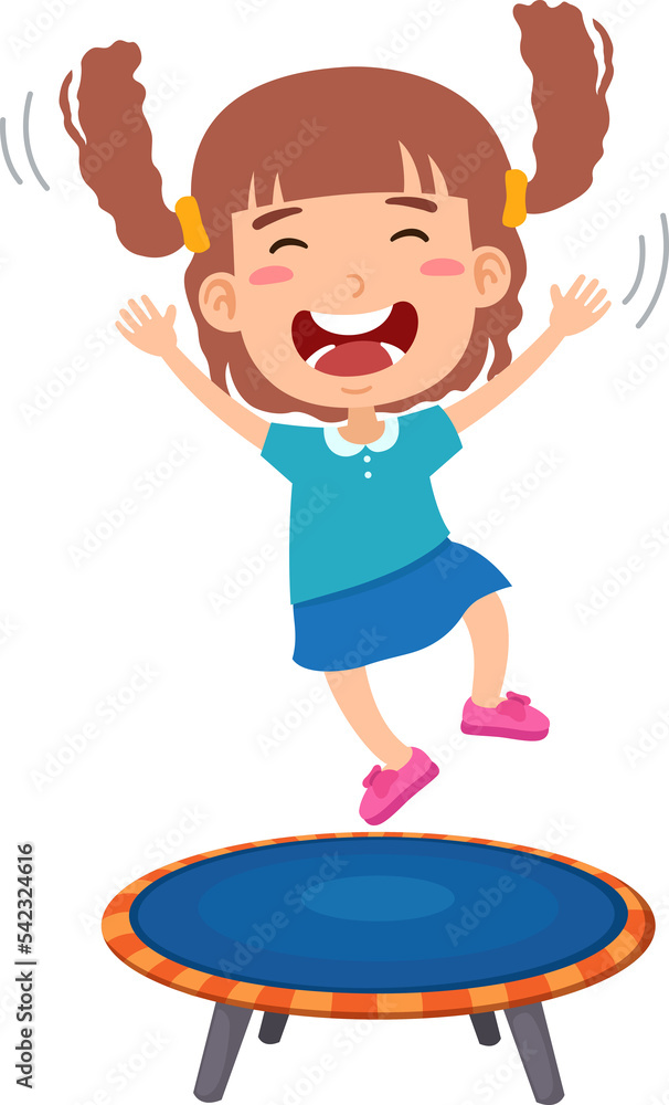 happy little girl jumping on a trampoline happy little girl jumping on a trampoline