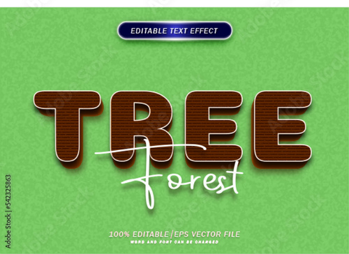 Tree forest text effect. Editable text style effect