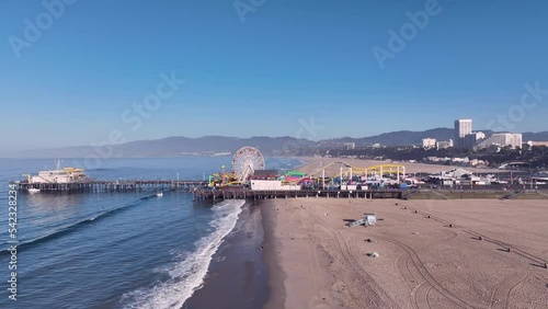 Wallpaper Mural Aerial view of Santa Monica pier during flyover beach Torontodigital.ca