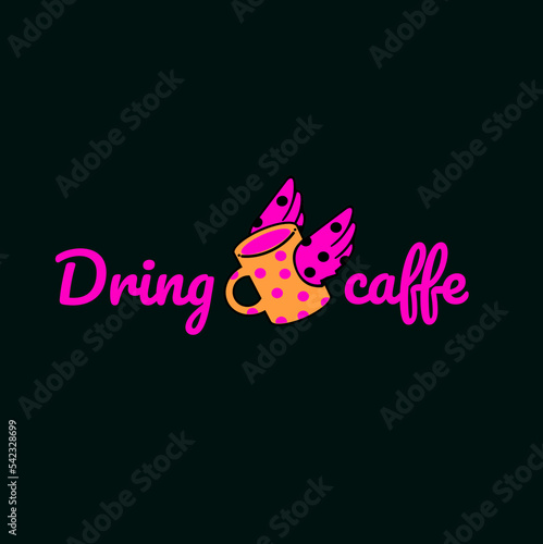 caffe mug logo design with quote cute illustrator can be print also