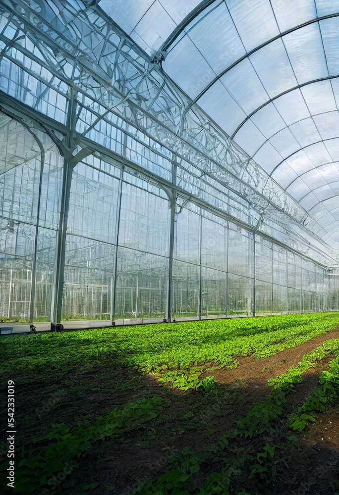 イラスト ビニールハウス ガラス 建物 水耕栽培 植物 農業