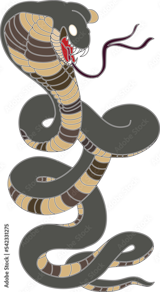 snake cobra tattoo style Cobra vector. king Cobra snake with mouth open ...