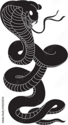 snake cobra tattoo style Cobra vector. king Cobra snake with mouth open.Snake cobra illustration.Rattlesnake vector.