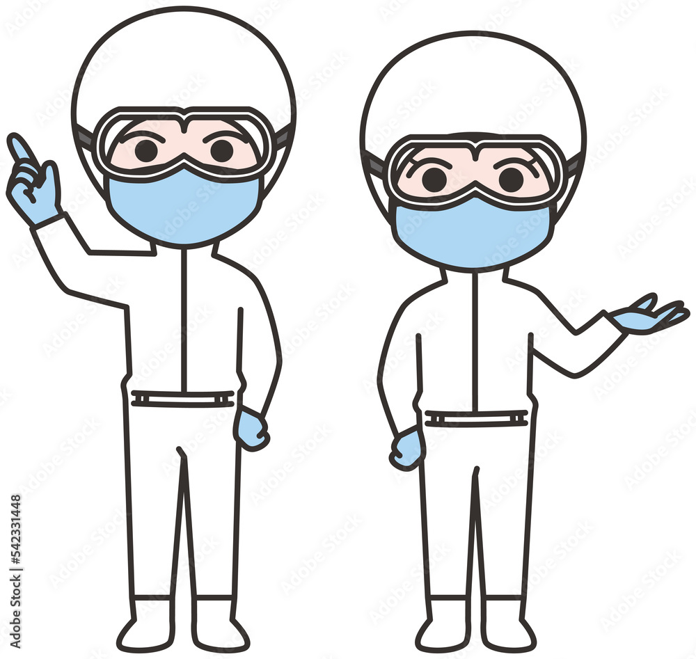 防護服を着た人物のイラスト