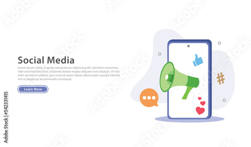 Social media marketing. Social media campaign. Digital marketing concept. Vector illustration