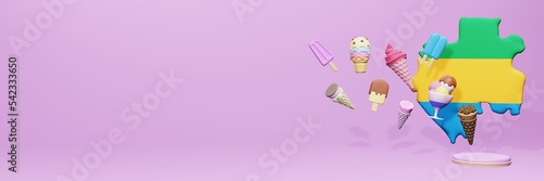 3d rendering of ice cream consumption in Gabon for social media content

