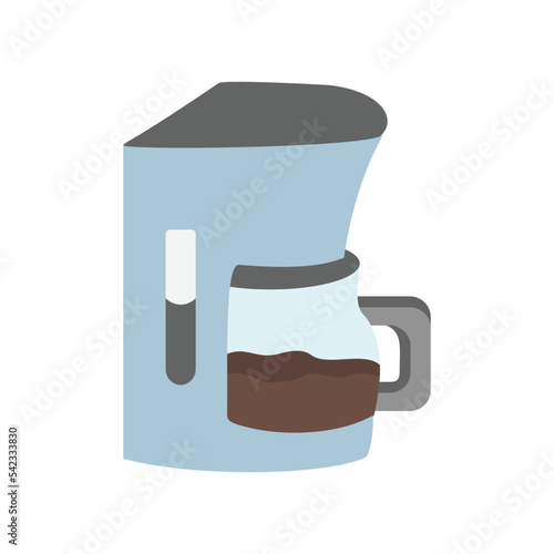 Flat illustration of coffee machine. Side view of the coffee machine. Vector design illustration.