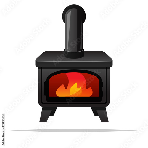 Wood burning stove vector isolated illustration