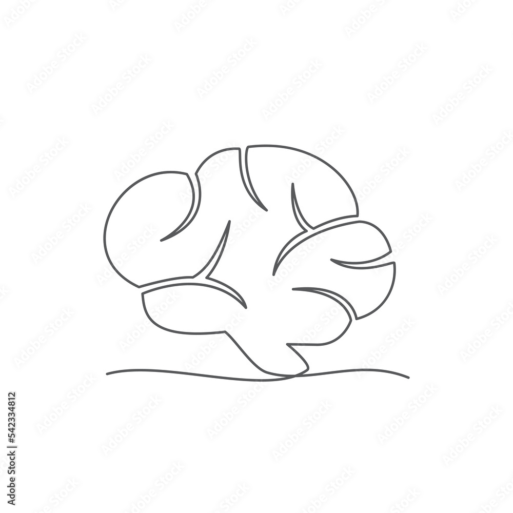Brain One line drawing on white background Brain One line drawing on white background