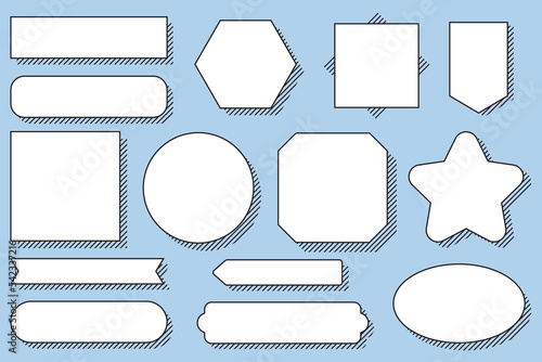 斜線のフレームのイラストセット（背景色あり）