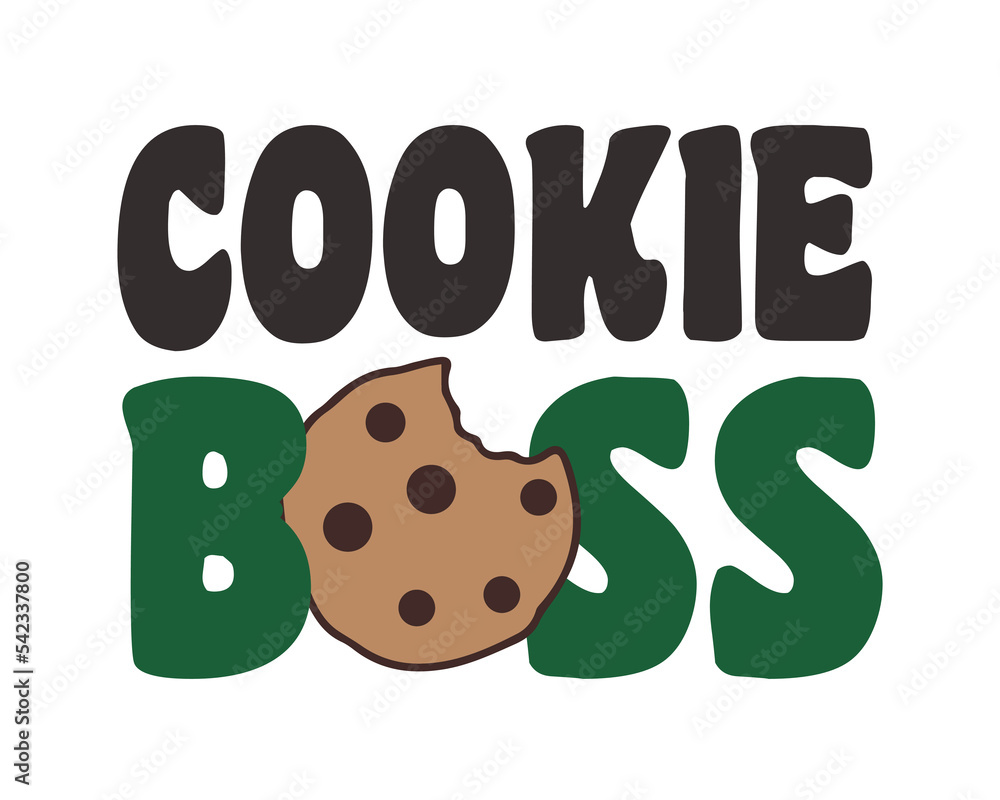 Cookie Boss Girl scout cookies quote retro typography sublimation SVG on white background