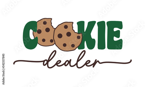 Cookie Dealer Girl scout cookies quote retro typography sublimation SVG on white background