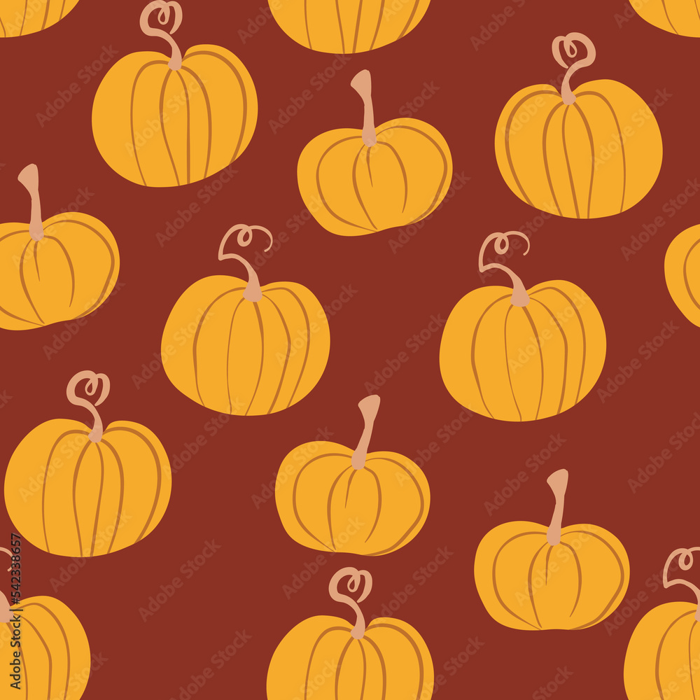 Seamless pattern with halloween pumpkins on color background. Scary and funny faces. Cute Pumpkin or ghost. Vector autumn holidays illustration Seamless pattern with halloween pumpkins on color background. Scary and funny faces. Cute Pumpkin or ghost. Vector autumn holidays illustration