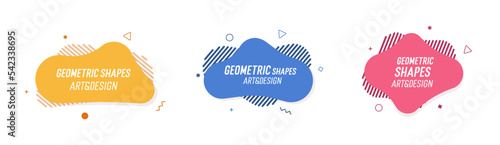 Set of modern organic shapes. Fluid vector trendy elements. Template graphics with geometric speech bubbles and banners with frames to put your own text