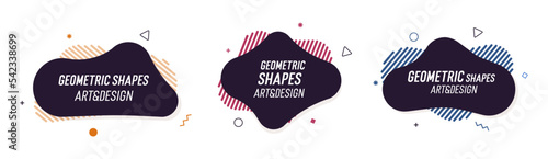 Set of modern organic shapes. Fluid vector trendy elements. Template graphics with geometric speech bubbles and banners with frames to put your own text