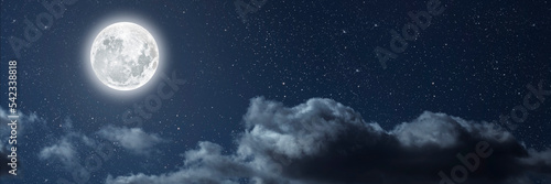 Fotografia Backgrounds night sky with stars moon and clouds for Christmas