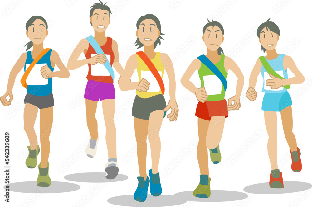 女子駅伝を走るランナーたち 女子駅伝を走るランナーたち