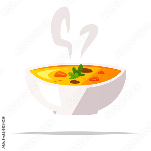 Warm bowl of soup vector isolated illustration