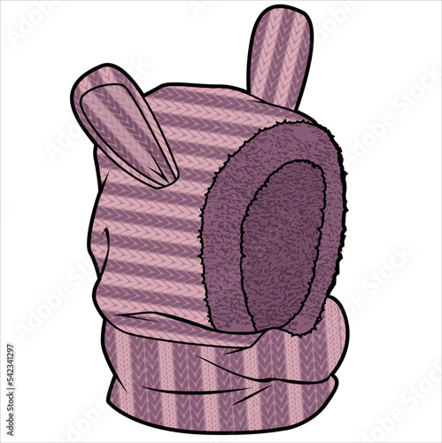 KIDS HEAD WEAR BUNNY SNOOD CAPS AND HATS VECTOR