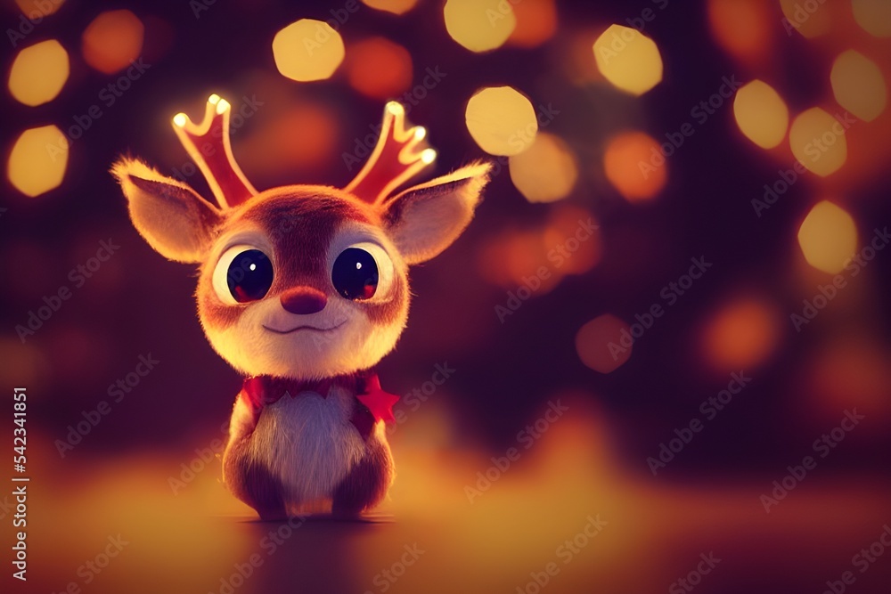 Fototapeta premium A cute reindeer dressed for christmas