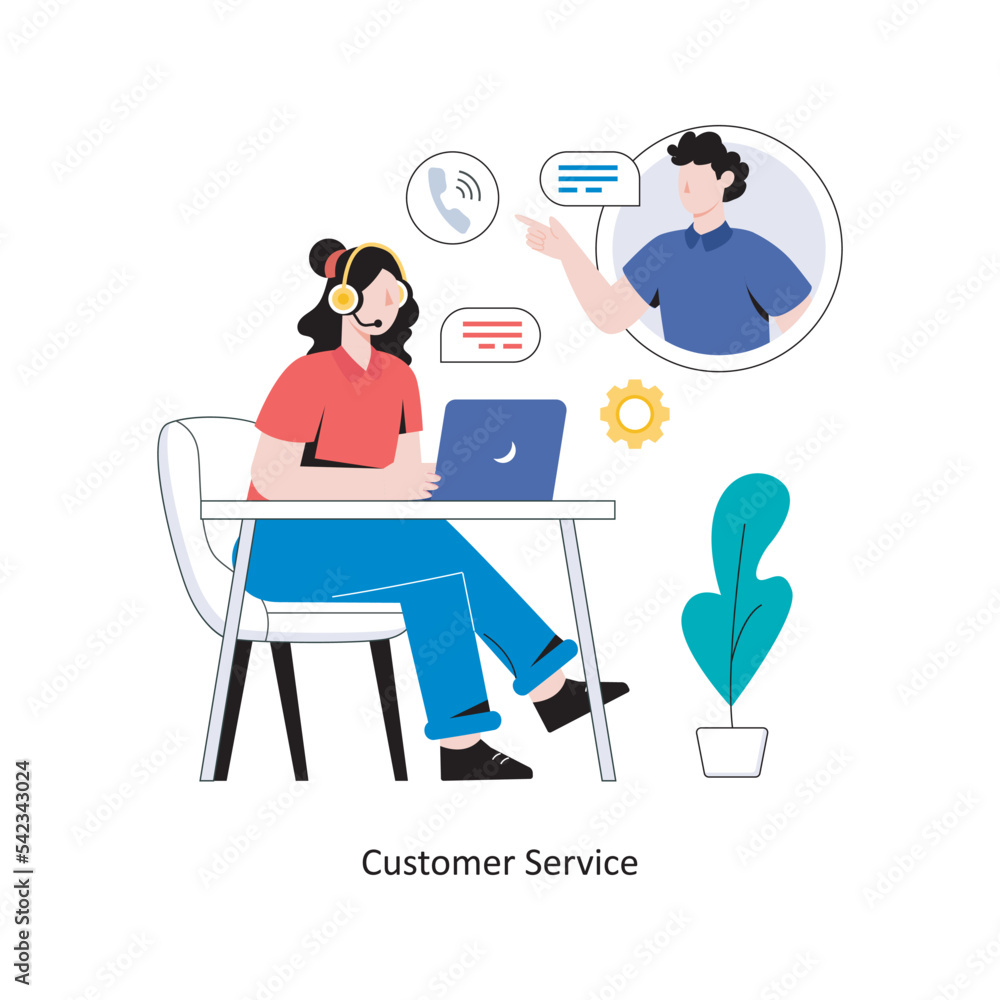 Customer Service flat style design vector illustration. stock illustration