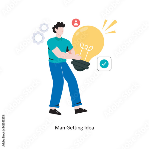 Man Getting Idea flat style design vector illustration. stock illustration