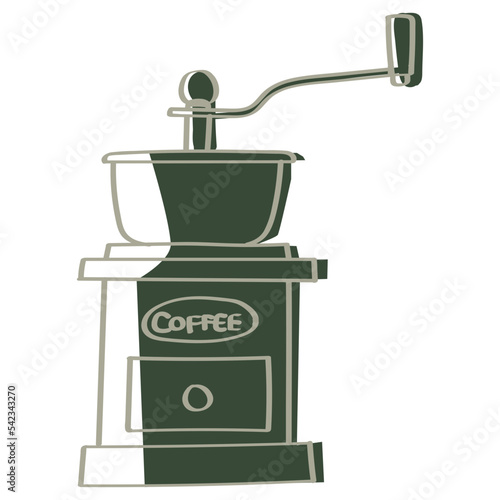 Coffee grinder vector illustration in monotone design